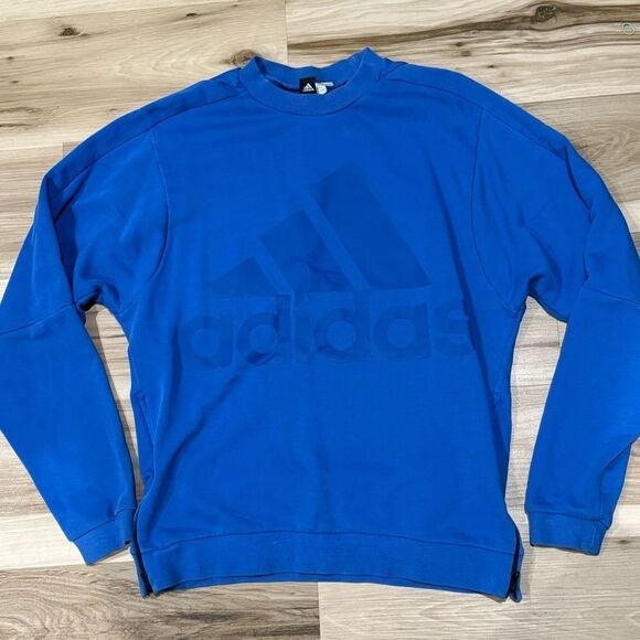 Adidas Blue Zip Side Crewneck Sweatshirt Women’s Small - Picture 1 of 4